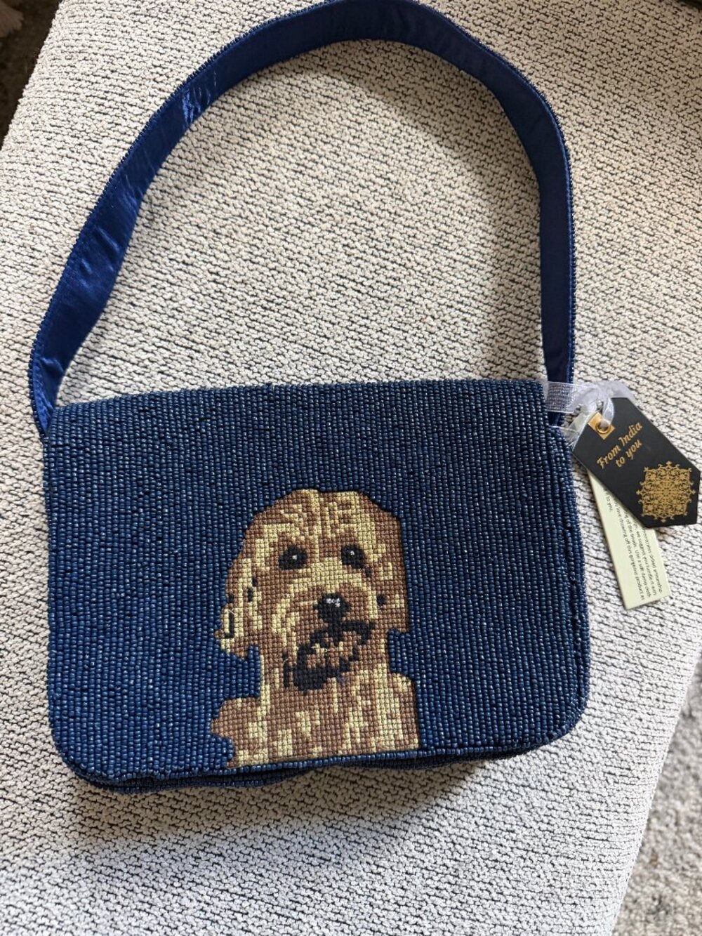 Doodle Beaded Shoulder bag Navy Blue Made in India Brand New